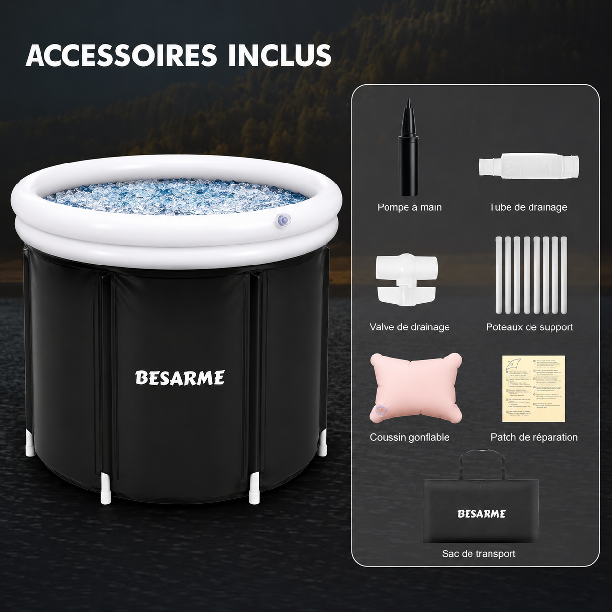 BESARME ICE BATH — Bain de Glace Portable Récupération. Performance. Bien-être.